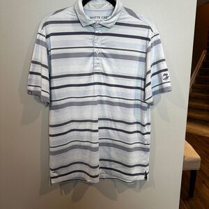 Matte Grey Collared Shirt Medium Gray Striped